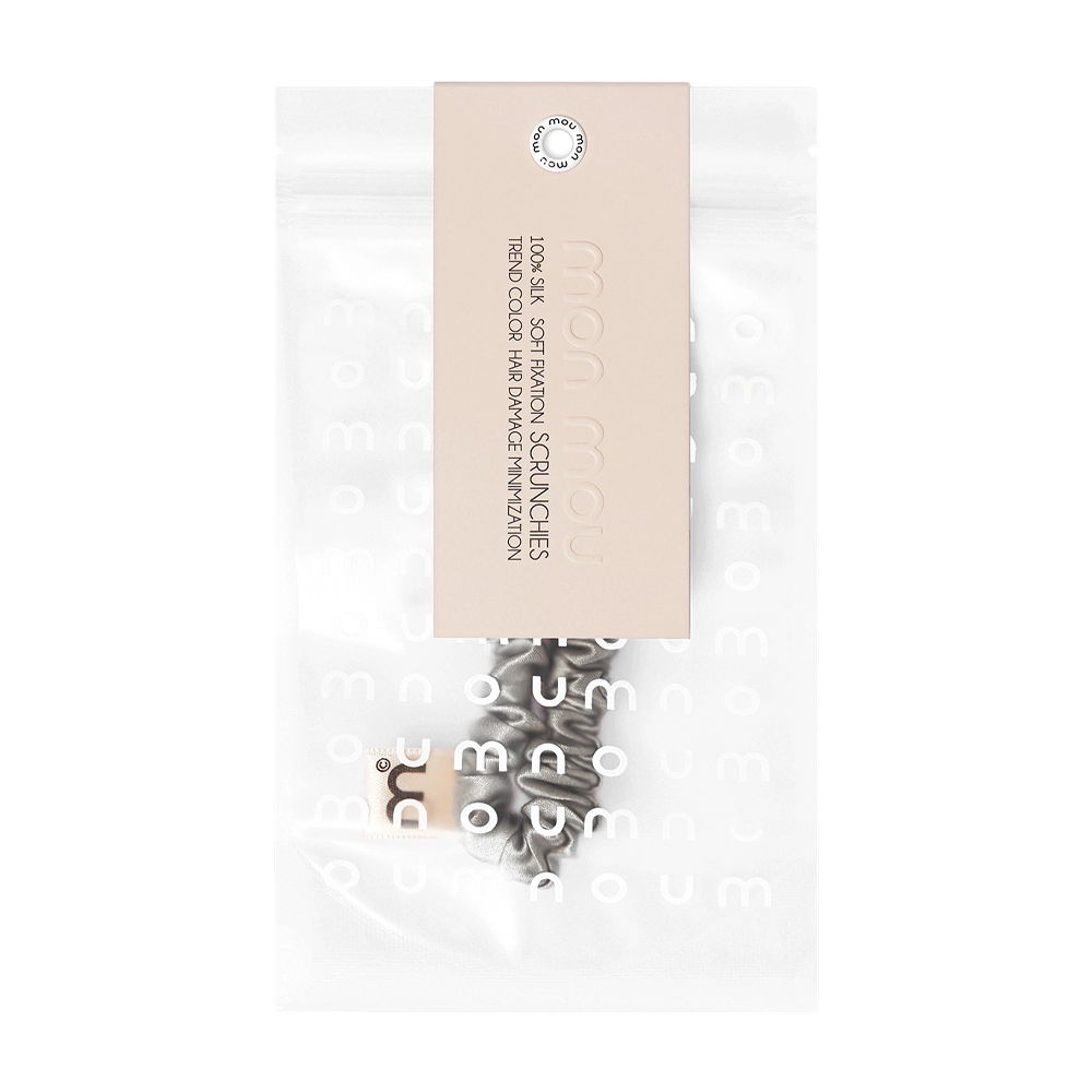 MON MOU Silk Slim Scrunchie Taupe - Тонка шовкова резинка (сіро-бежева) - фото №1 MON MOU Silk Slim Scrunchie Taupe - Тонка шовкова резинка (сіро-бежева) - фото №1